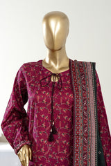 Bin Saeed Stitched 3 Piece Exclusive Printed Lawn Vol-09 Suit-LSM-2937-MAROON