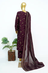 Bin Saeed Stitched 3 Piece Exclusive Printed Lawn Vol-13 Suit-LSM-3239-MAROON