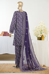 Bin Saeed Stitched 3 Piece Exclusive Printed Lawn Vol-09 Suit-LSM-2935-PURPLE
