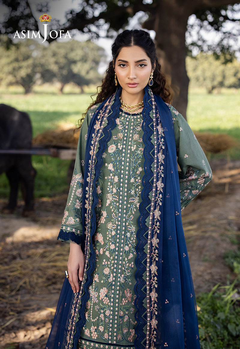 Asim Jofa Luxury Lawn 25 Ajell-14 Embroidered Lawn 3 Pcs