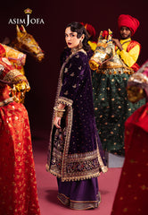 Asim Jofa Designers Limited Edition Ajmvd-10 Embroidered Velvet Stitched 3 Pcs