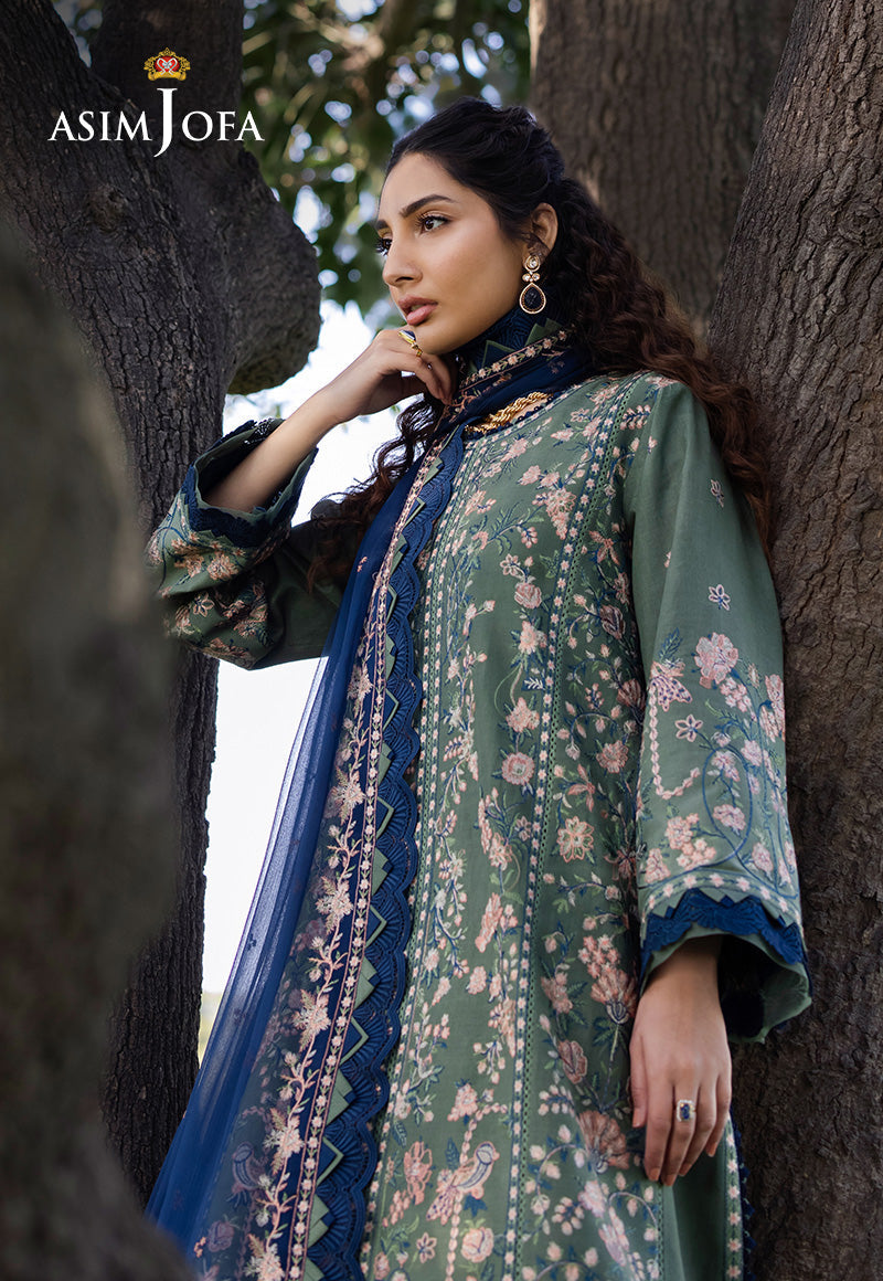 Asim Jofa Luxury Lawn 25 Ajell-14 Embroidered Lawn 3 Pcs