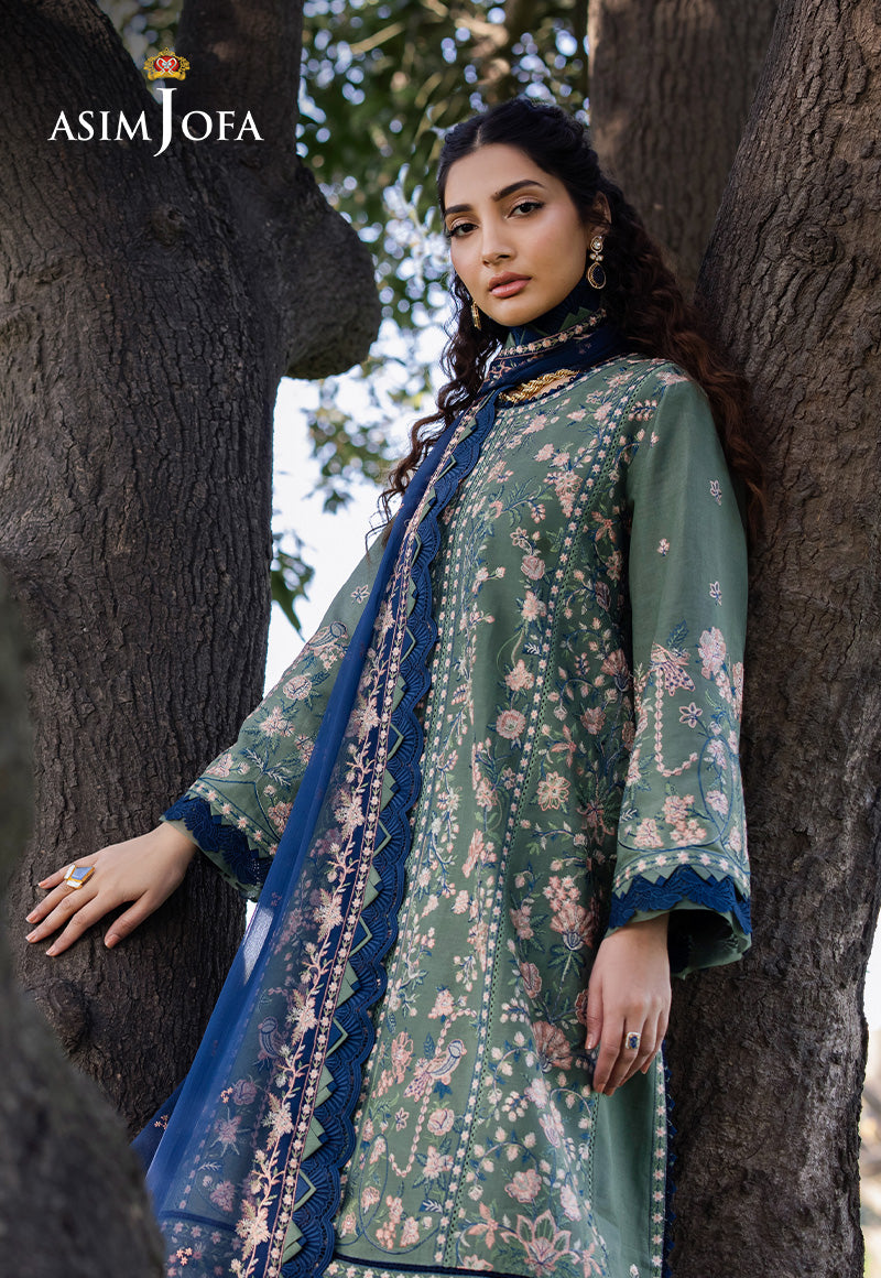 Asim Jofa Luxury Lawn 25 Ajell-14 Embroidered Lawn 3 Pcs