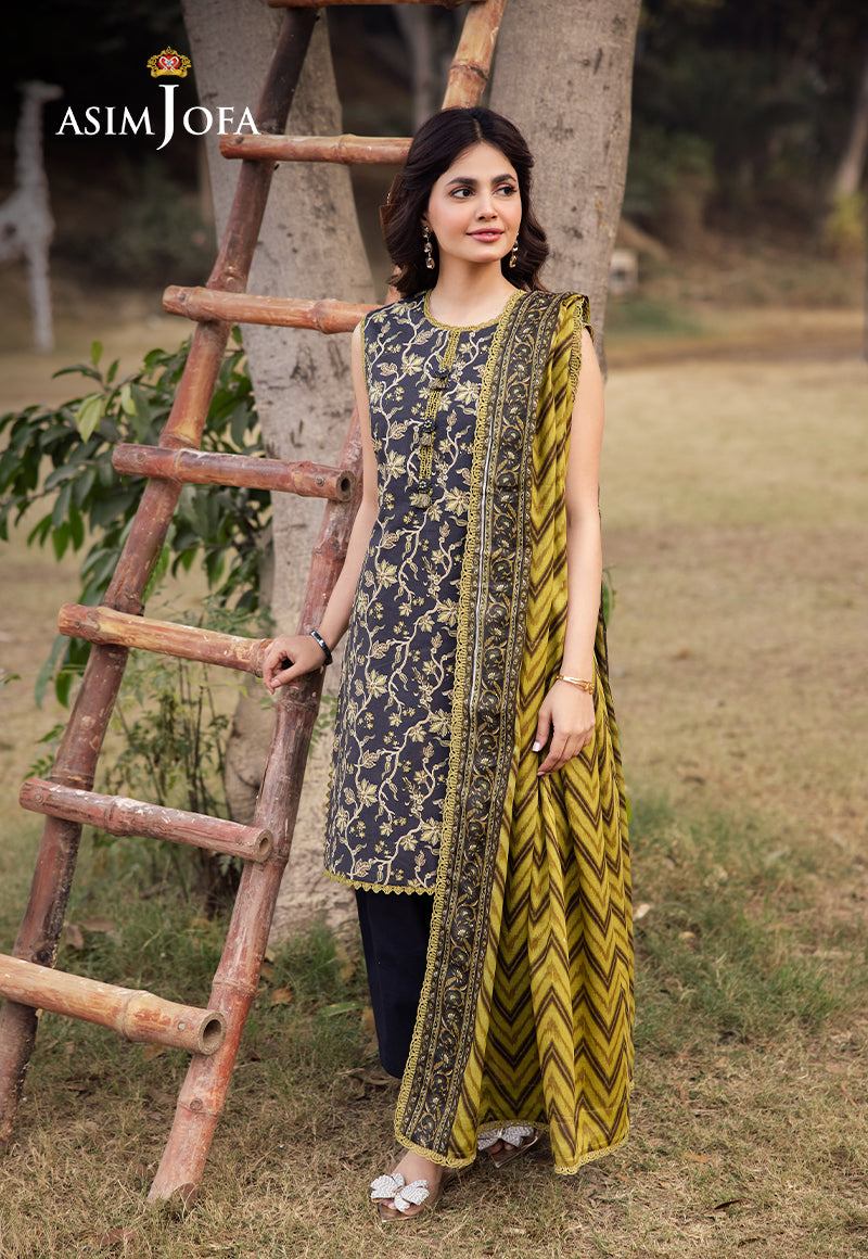 Asim Jofa Prints Unstitched Drop 2 Ajubj-26 Printed Lawn 3 Pc