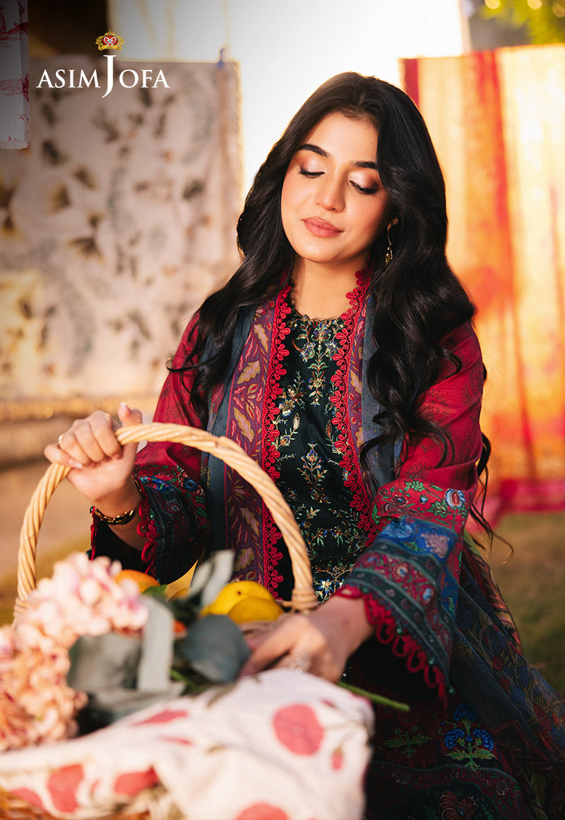 Asim Jofa Prints Unstitched Drop 2 Ajubj-06 Printed Embroidered Lawn 3 Pc