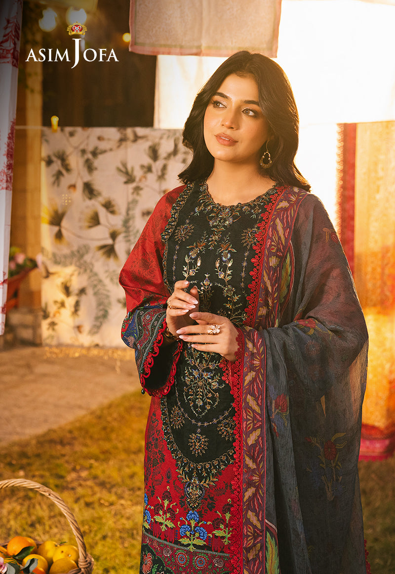 Asim Jofa Prints Unstitched Drop 2 Ajubj-06 Printed Embroidered Lawn 3 Pc