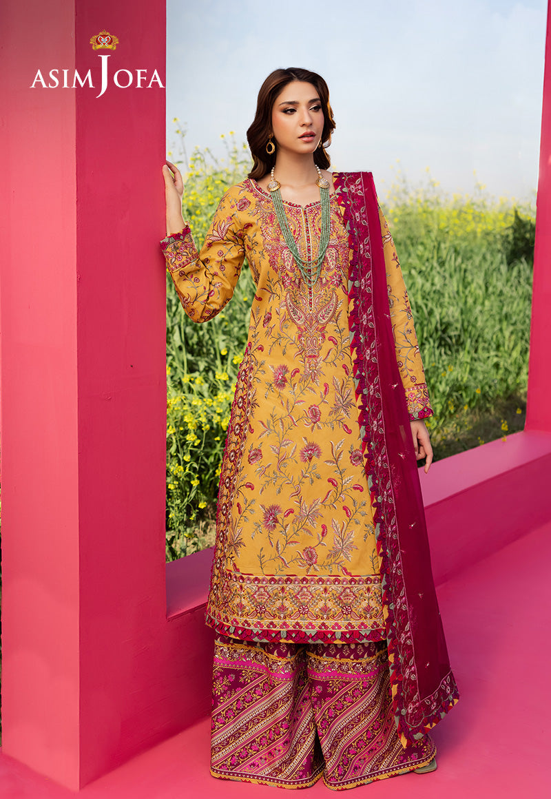 Asim Jofa Luxury Lawn 25 Ajell-07 Embroidered Lawn 3 Pcs