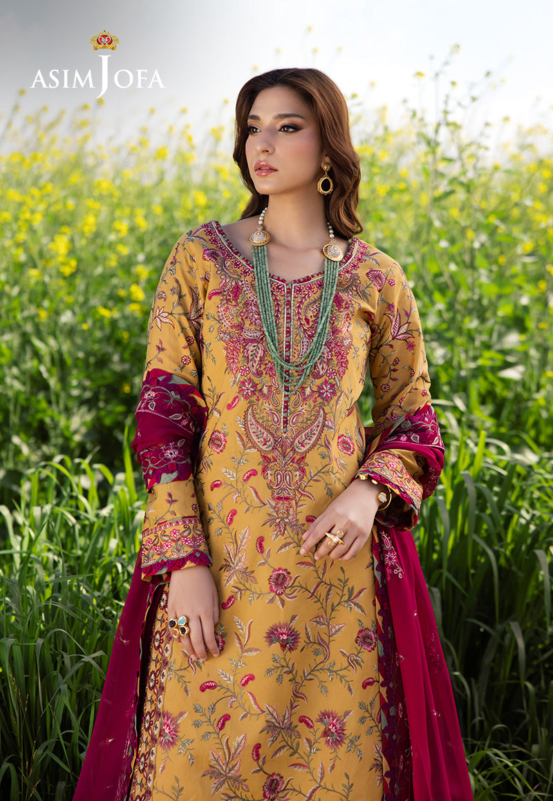 Asim Jofa Luxury Lawn 25 Ajell-07 Embroidered Lawn 3 Pcs