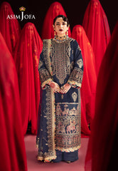 Asim Jofa Designers Limited Edition Ajmvd-11 Embroidered Velvet Stitched 3 Pcs