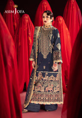 Asim Jofa Designers Limited Edition Ajmvd-11 Embroidered Velvet Stitched 3 Pcs