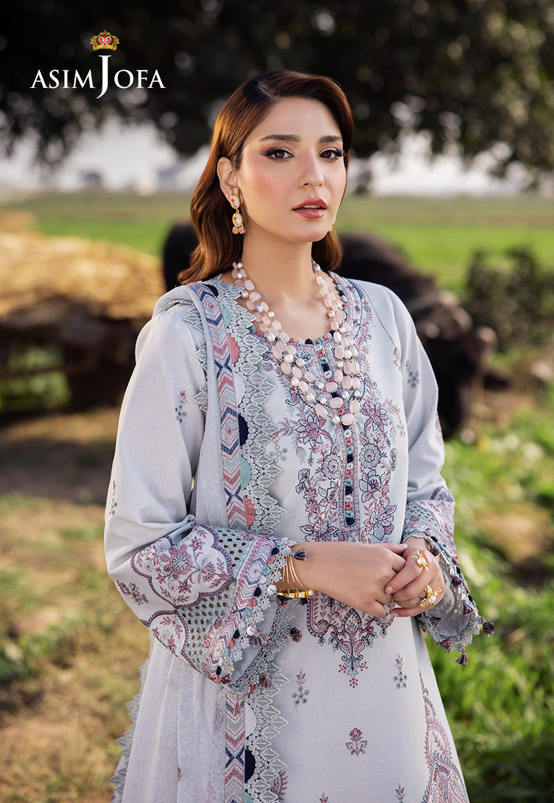 Asim Jofa Luxury Lawn 25 Ajell-10 Embroidered Lawn 3 Pcs