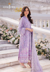 Asim Jofa Charmeuse Silk Ajrs-01 Digitally Printed Embroidered Grip 3 Pcs