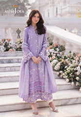 Asim Jofa Charmeuse Silk Ajrs-01 Digitally Printed Embroidered Grip 3 Pcs