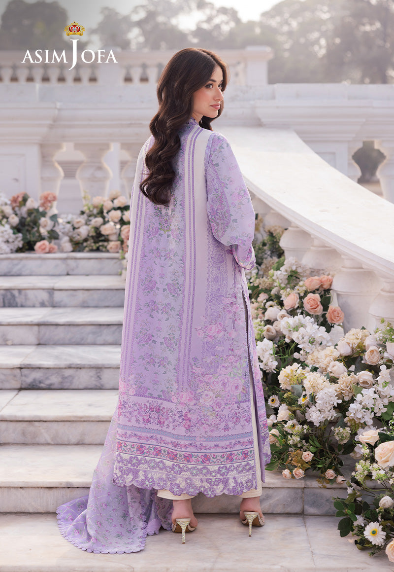 Asim Jofa Charmeuse Silk Ajrs-01 Digitally Printed Embroidered Grip 3 Pcs