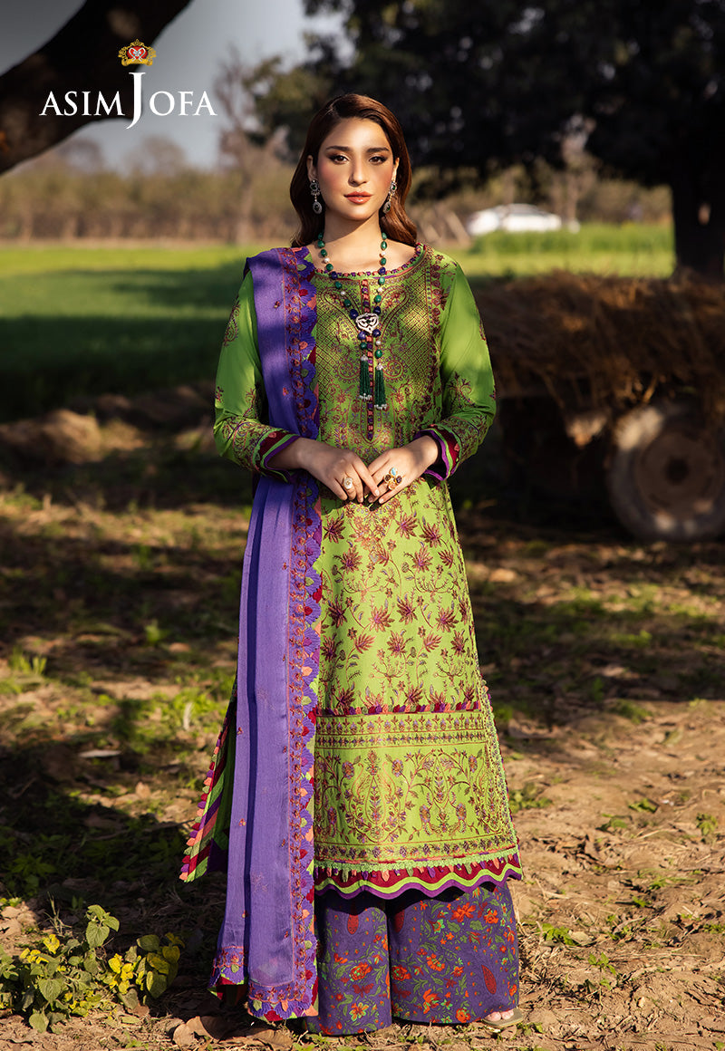 Asim Jofa Luxury Lawn 25 Ajell-05 Embroidered Lawn 3 Pcs