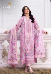 Asim Jofa Charmeuse Silk Ajrs-03 Digitally Printed Embroidered Grip 3 Pcs