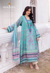 Asim Jofa Charmeuse Silk Ajrs-04 Digitally Printed Embroidered Raw Silk 3 Pcs
