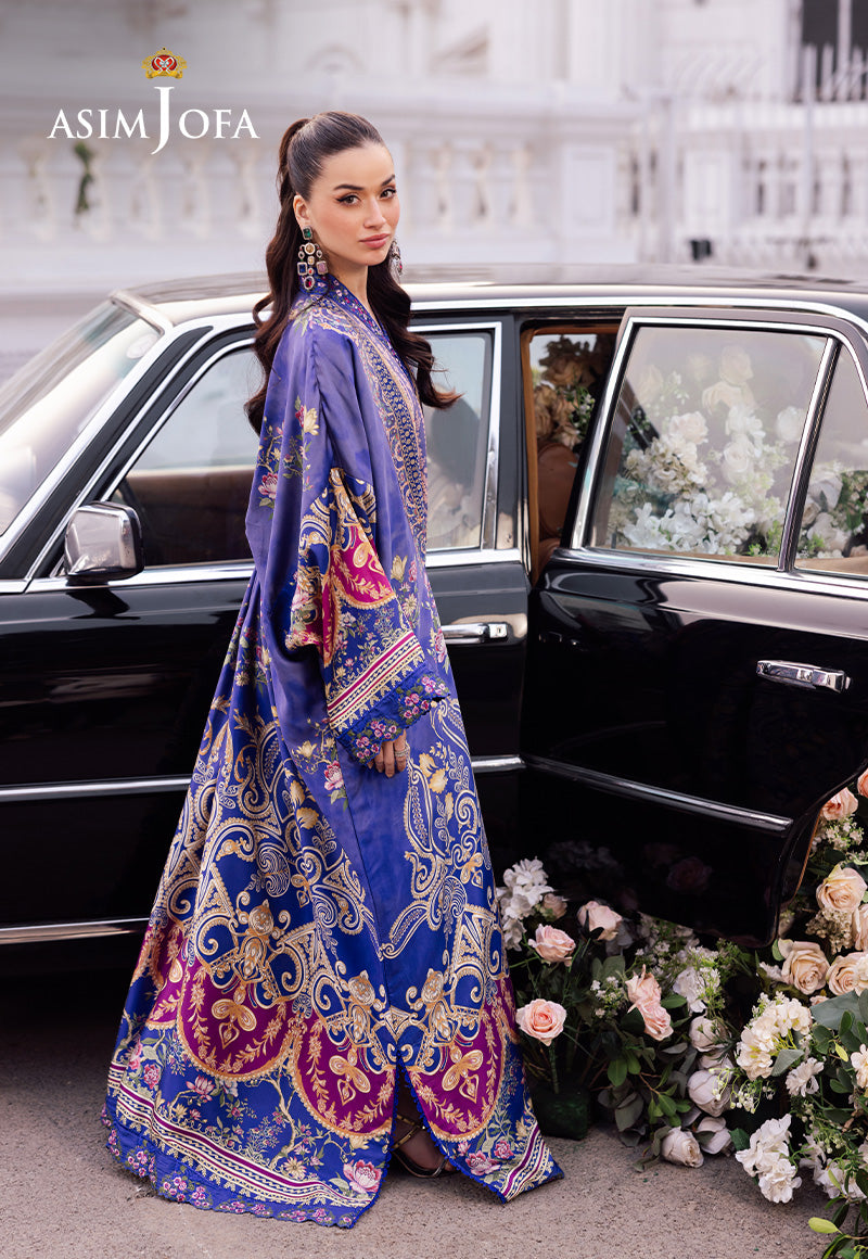 Asim Jofa Charmeuse Silk Ajrs-06 Digitally Printed Embroidered Blended Silk 1 Pc