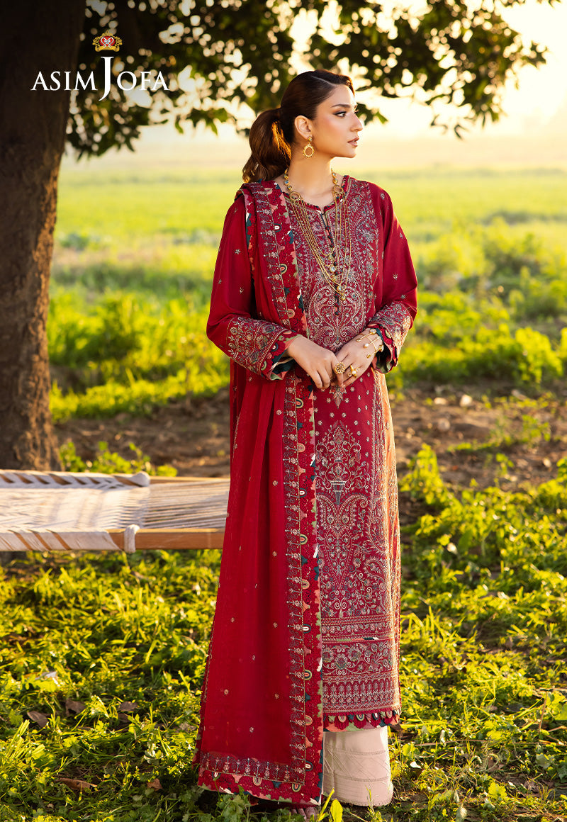 Asim Jofa Luxury Lawn 25 Ajell-06 Embroidered Lawn 3 Pcs