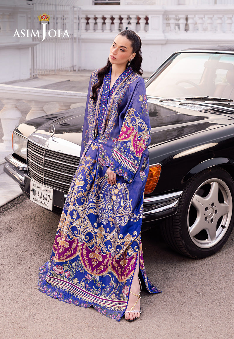 Asim Jofa Charmeuse Silk Ajrs-06 Digitally Printed Embroidered Blended Silk 1 Pc