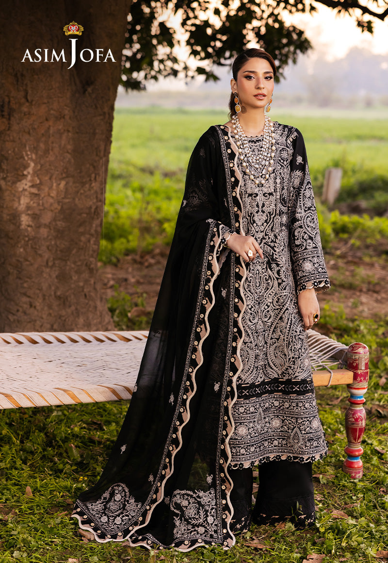 Asim Jofa Luxury Lawn 25 Ajell-03 Embroidered Lawn 3 Pcs