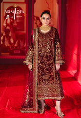 Asim Jofa Designers Limited Edition Ajmvd-02 Embroidered Velvet Stitched 3 Pcs