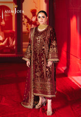 Asim Jofa Makhmal - Pret 24 Ajmvp-02 Embroidered Velvet Stitched 3 Pcs