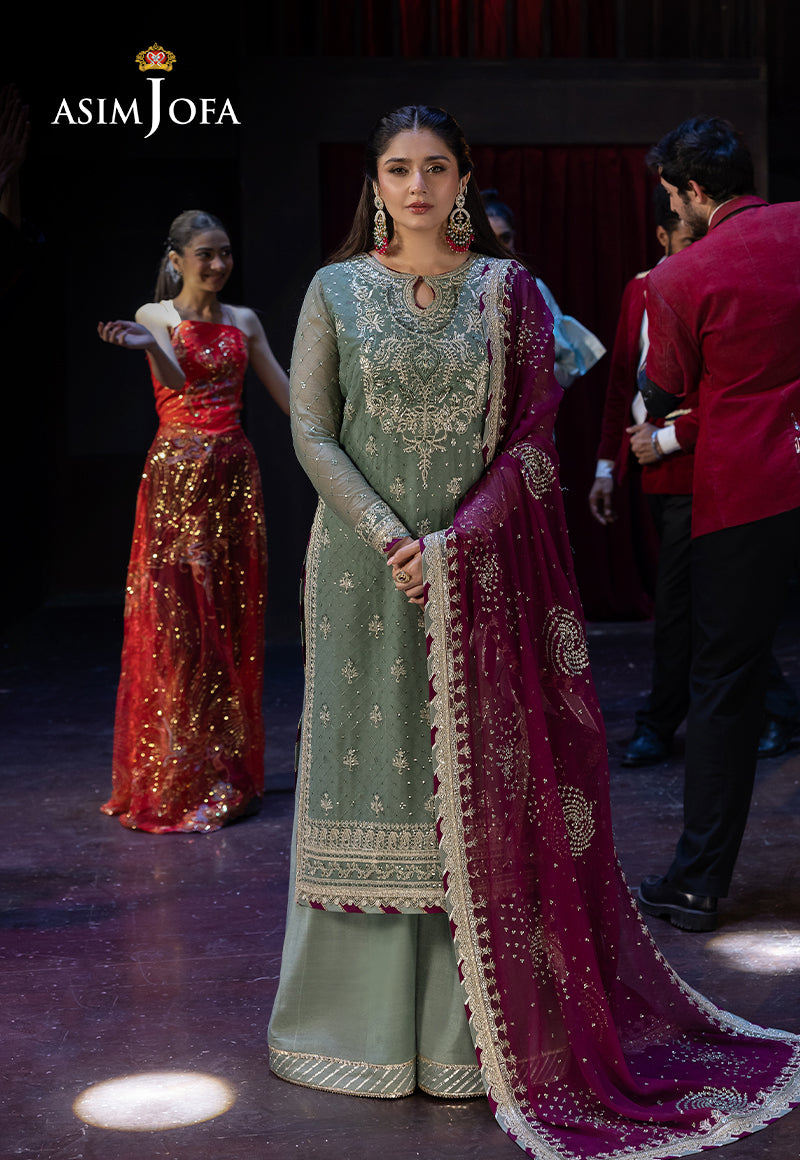 Asim Jofa Unstitched 3 Piece Luxury Festive Rejoice AJLFF-13 Embroidered Chiffon 3 Pcs