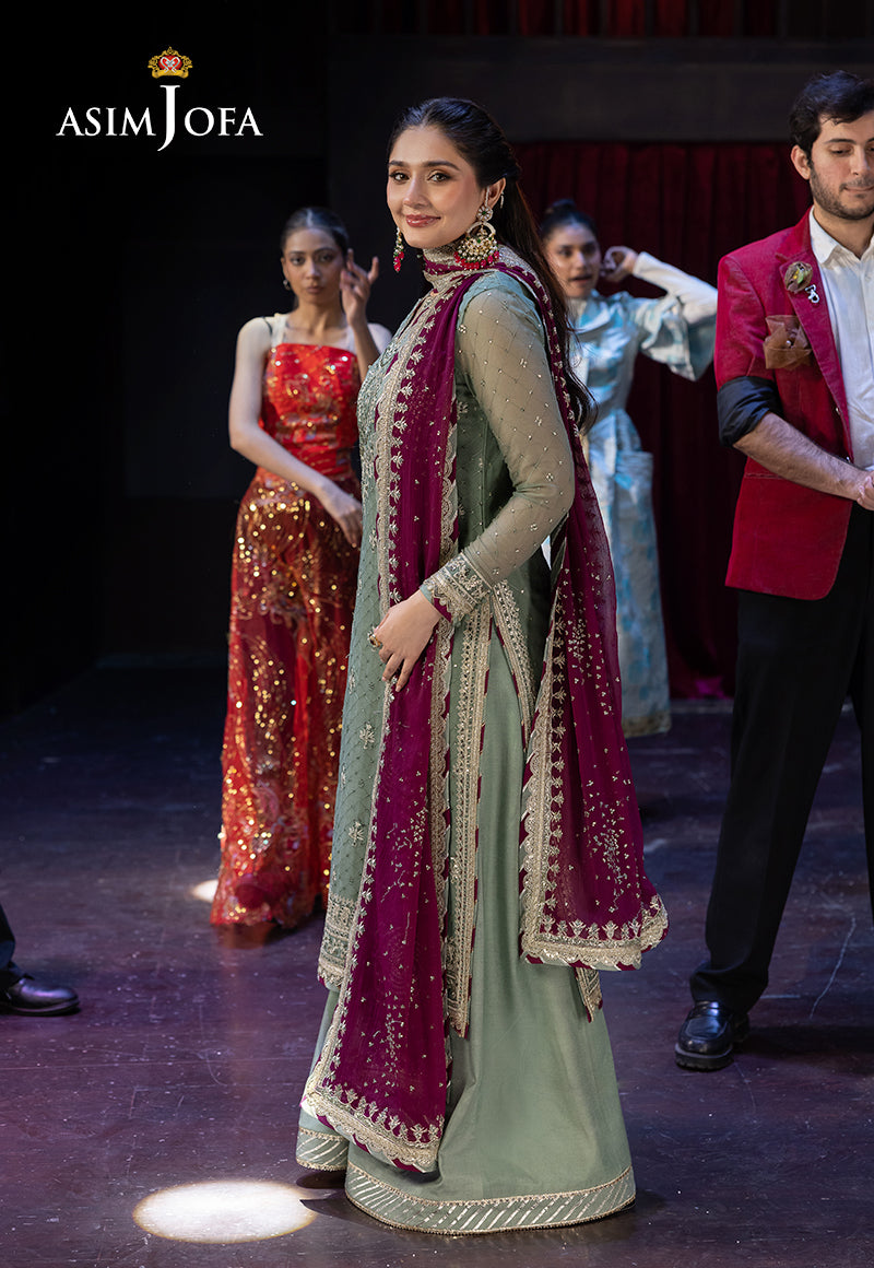 Asim Jofa Unstitched 3 Piece Luxury Festive Rejoice AJLFF-13 Embroidered Chiffon 3 Pcs