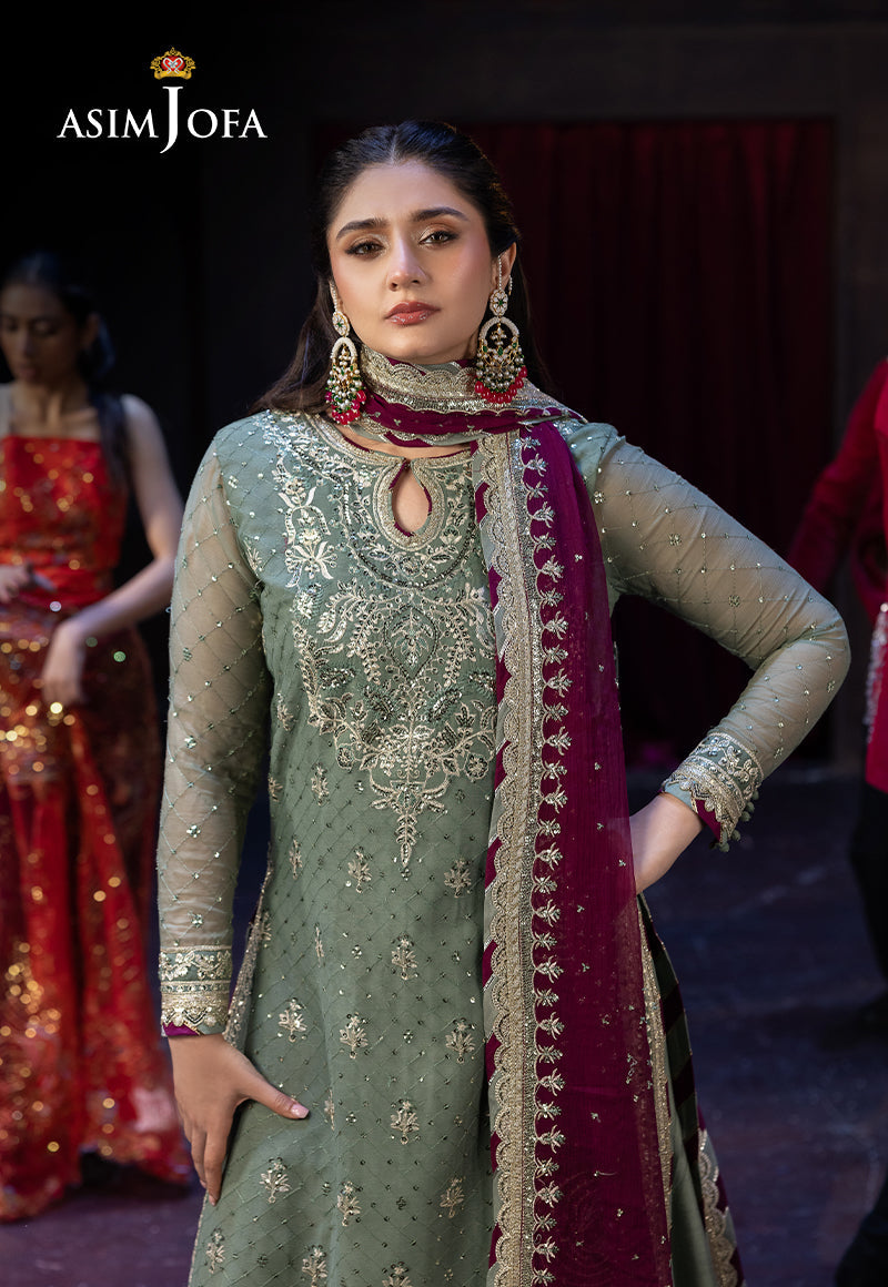 Asim Jofa Unstitched 3 Piece Luxury Festive Rejoice AJLFF-13 Embroidered Chiffon 3 Pcs