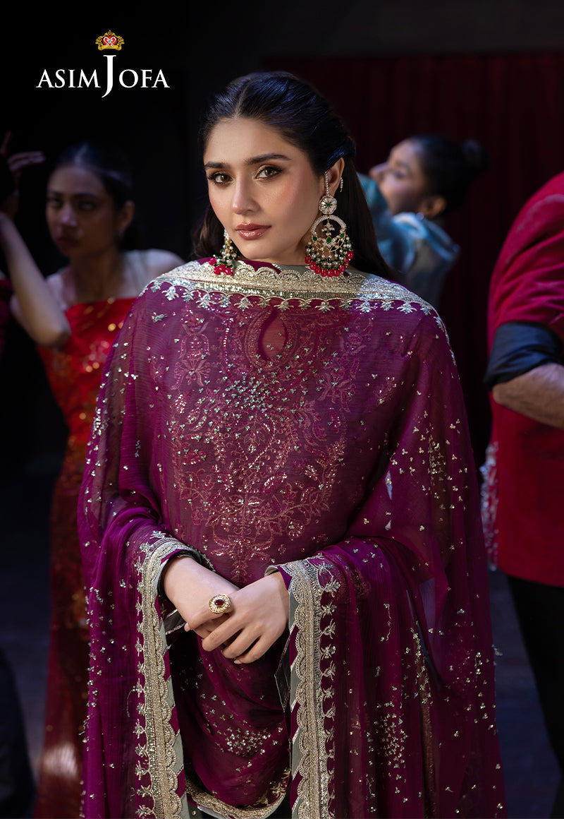 Asim Jofa Unstitched 3 Piece Luxury Festive Rejoice AJLFF-13 Embroidered Chiffon 3 Pcs