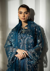 La More Unstitched 3 Piece Festive Formals Suit-Blue Mirage