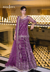 Asim Jofa Designers Limited Edition Ajffd-01 Embroidered Net Stitched 3 Pcs