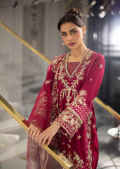 La More Unstitched 3 Piece Festive Formals Suit-Scarlet dream