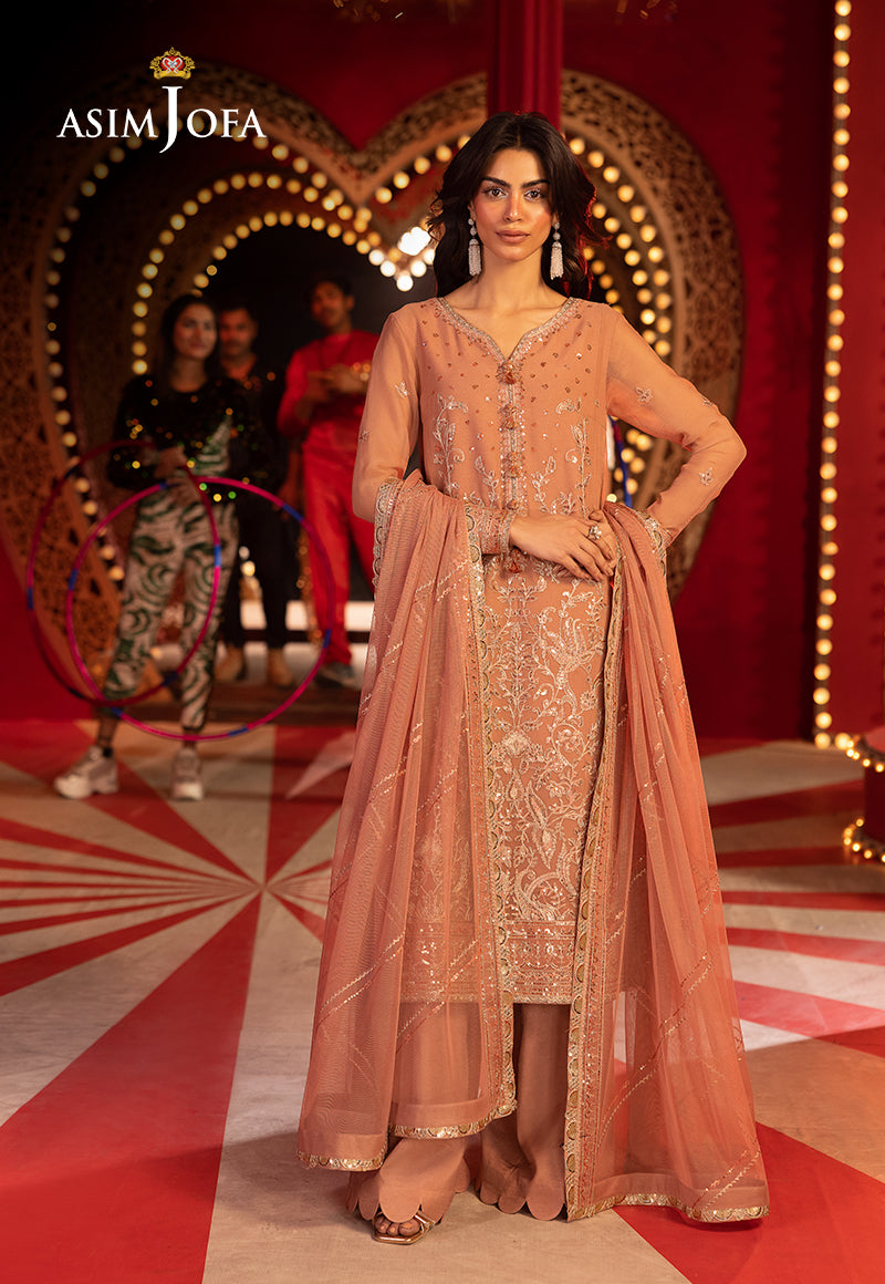 Asim Jofa Unstitched 3 Piece Luxury Festive Rejoice AJLFF-16 Embroidered Chiffon 3 Pcs