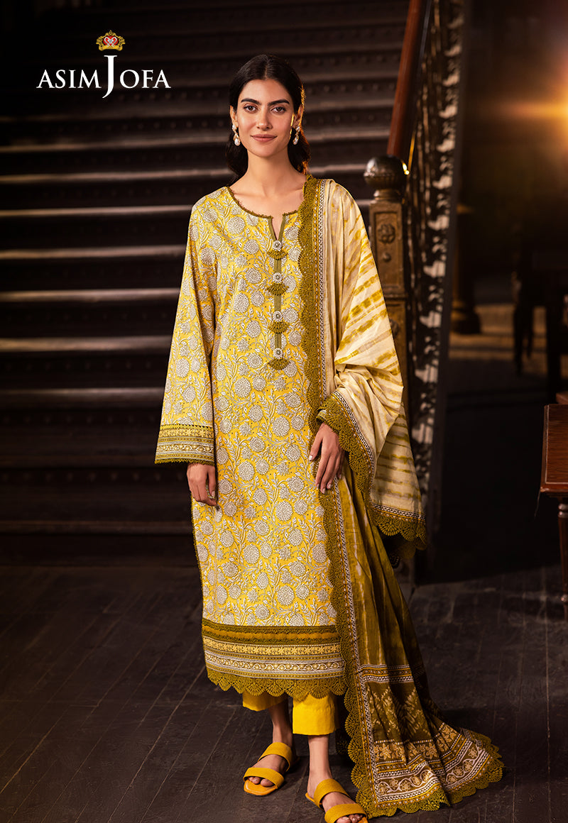 Asim Jofa Prints Unstitched Drop 2 Ajubj-51 Printed Lawn 3 Pc