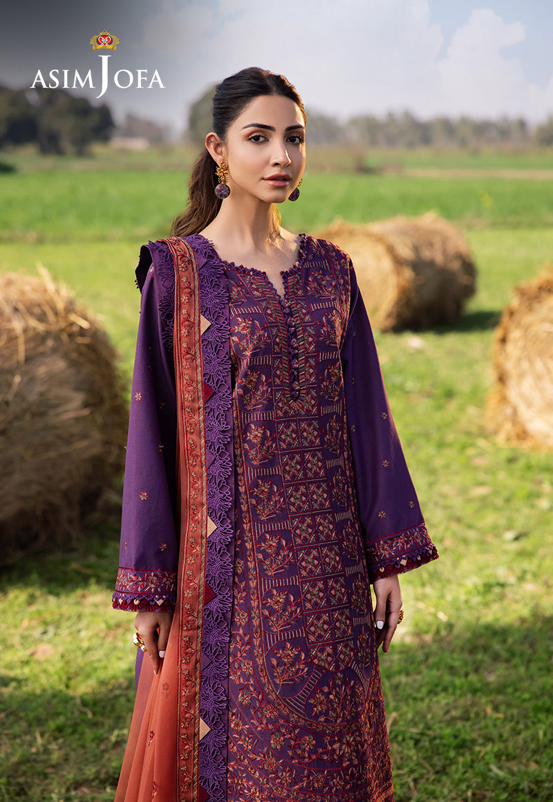 Asim Jofa Luxury Lawn 25 Ajell-13 Embroidered Lawn 3 Pcs