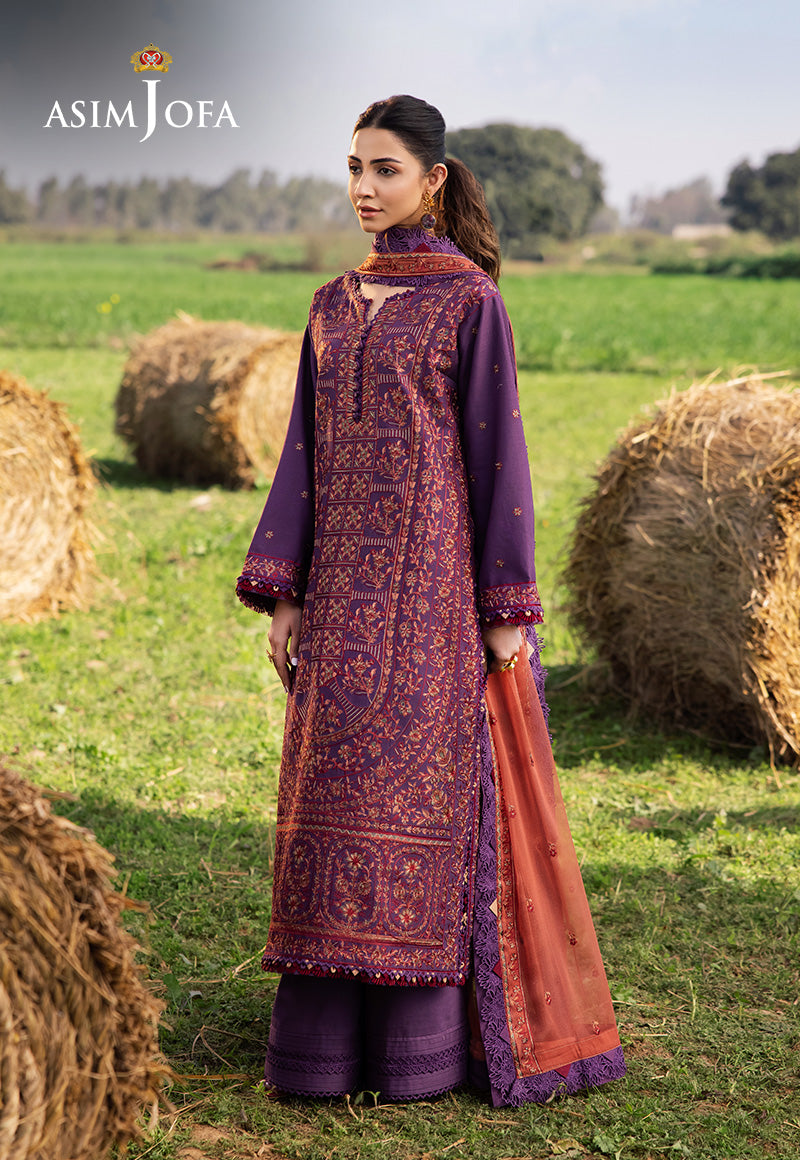 Asim Jofa Luxury Lawn 25 Ajell-13 Embroidered Lawn 3 Pcs