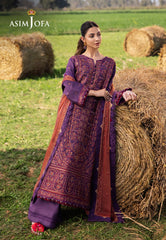 Asim Jofa Luxury Lawn 25 Ajell-13 Embroidered Lawn 3 Pcs