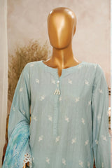 HZ Stitched 3 Piece Solid Emb Chikankari Suit-SSPE-3P-005-BABY BLUE