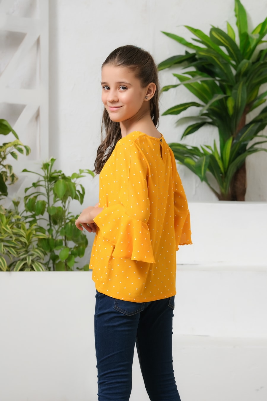 Sprinkles Stitched 1 Piece Summer Shirts Kids Collection'2025-Allover Dot Print Frill Sleeves Top