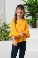 Sprinkles Stitched 1 Piece Summer Shirts Kids Collection'2025-Allover Dot Print Frill Sleeves Top