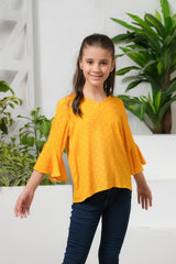 Sprinkles Stitched 1 Piece Summer Shirts Kids Collection'2025-Allover Dot Print Frill Sleeves Top
