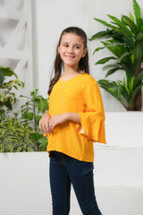 Sprinkles Stitched 1 Piece Summer Shirts Kids Collection'2025-Allover Dot Print Frill Sleeves Top