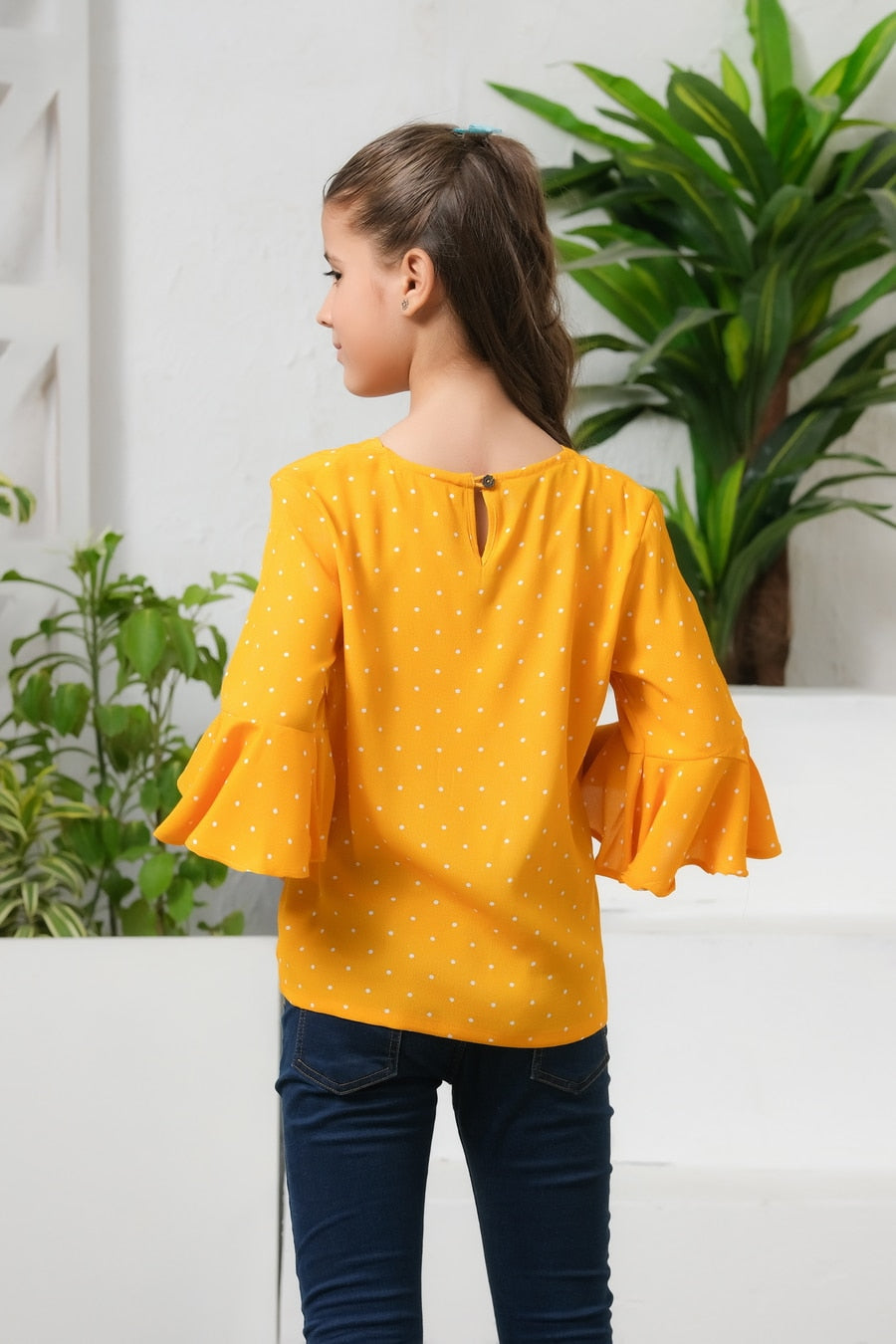 Sprinkles Stitched 1 Piece Summer Shirts Kids Collection'2025-Allover Dot Print Frill Sleeves Top