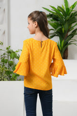 Sprinkles Stitched 1 Piece Summer Shirts Kids Collection'2025-Allover Dot Print Frill Sleeves Top