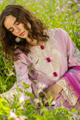 The Secret Garden Hemline By Mushq Unstitched 3 Piece Summer Suit-01-A-Lavendar Whispers