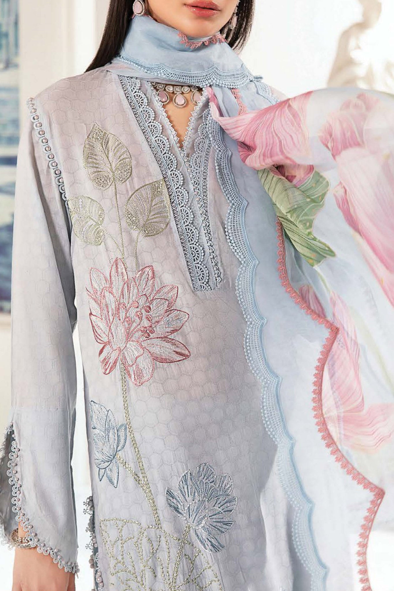 M Prints By Maria B Unstitched 3 Piece Luxury Emb Lawn Eid 2 Edit Collection'2024-MPT-2201-B