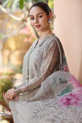 Noor By Saadia Asad Unstitched 3 Piece Eid Luxury Laserkari Suit-01-B
