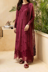 Luxe By Azure Unstitched 3 Piece Premium Cambric Suit-01-Berry Delight